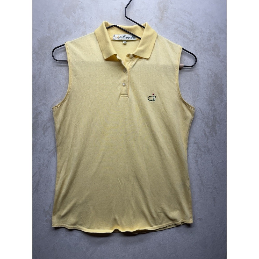 VTG Magnolia Lane Masters Sleeveless Golf Polo Shirt Womens S Yellow Pima Cotton - Picture 1 of 7